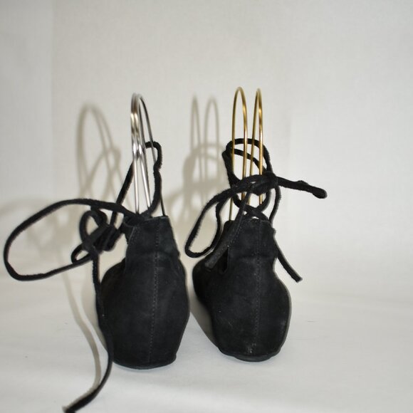 $180 Jeffrey Campbell Atsuko Ankle Tie Ballet Flat Black Suede 6.5 (TPO19.5) - Picture 5 of 7